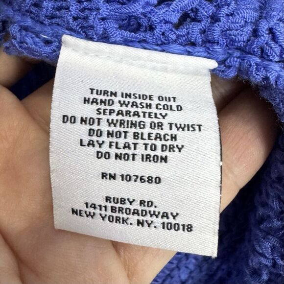 Ruby Rd Open Knit Crochet Cardigan Size 3X Open Kimono Fringe Boho Hippie Beachy - Picture 6 of 6